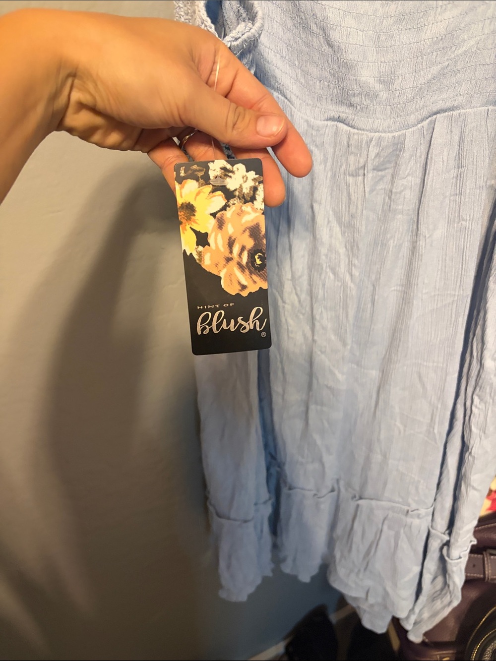 Blush Light Blue Crochet Bodice Midi Dress - Picture 4 of 4